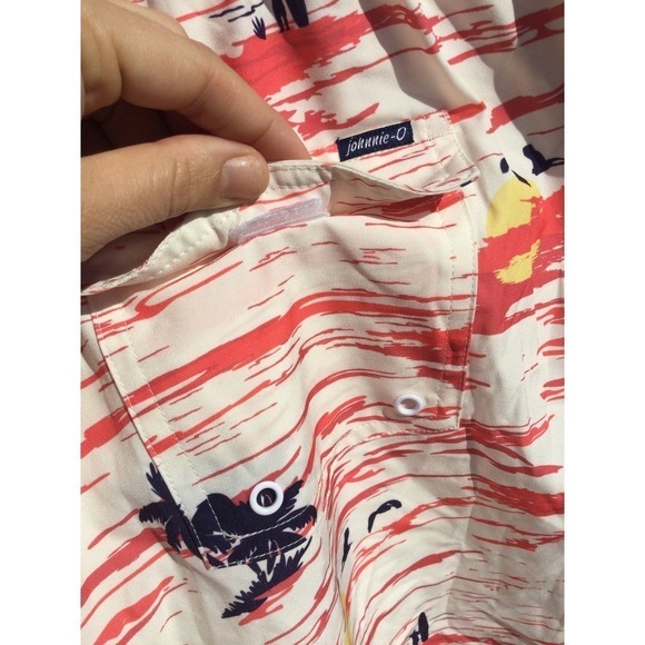 Johnnie-o Mens swim trunks size large drawstring swimming white orange palm tree - Picture 8 of 13